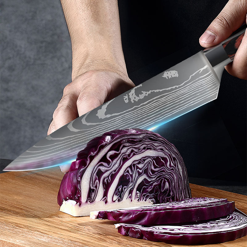 Japanese Damascus Style Kitchen Knife Set