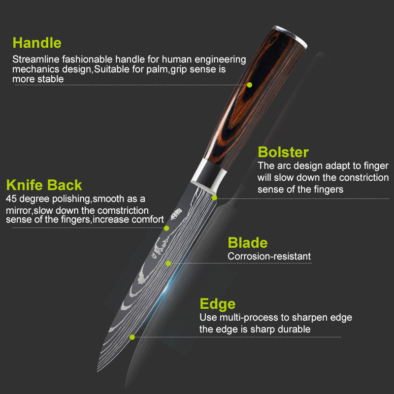 Japanese Damascus Style Kitchen Knife Set