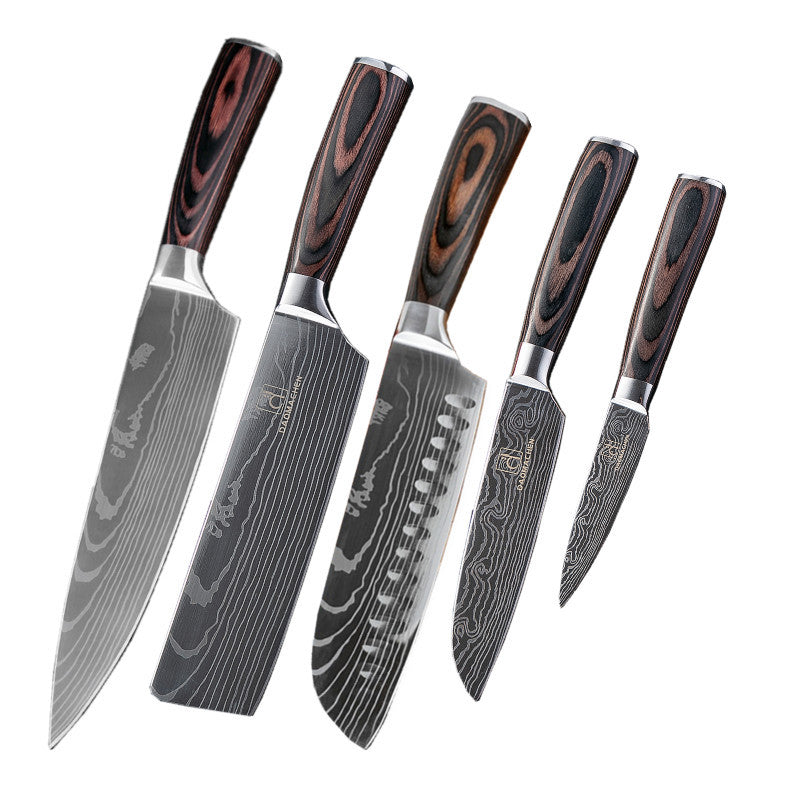Japanese Damascus Style Kitchen Knife Set
