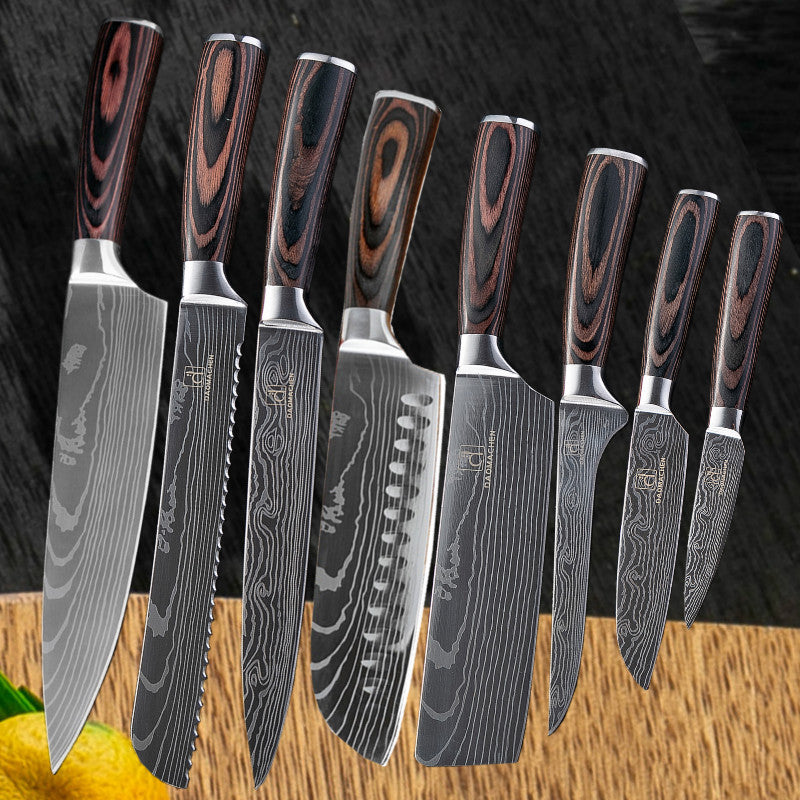 Japanese Damascus Style Kitchen Knife Set