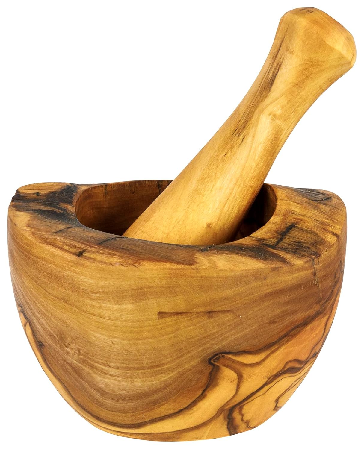 Japanese Olive Wood Rustic Mortar and Pestle