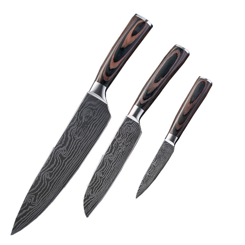 Japanese Damascus Style Kitchen Knife Set