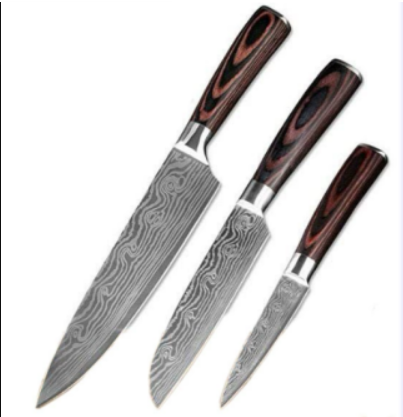 Japanese Damascus Style Kitchen Knife Set