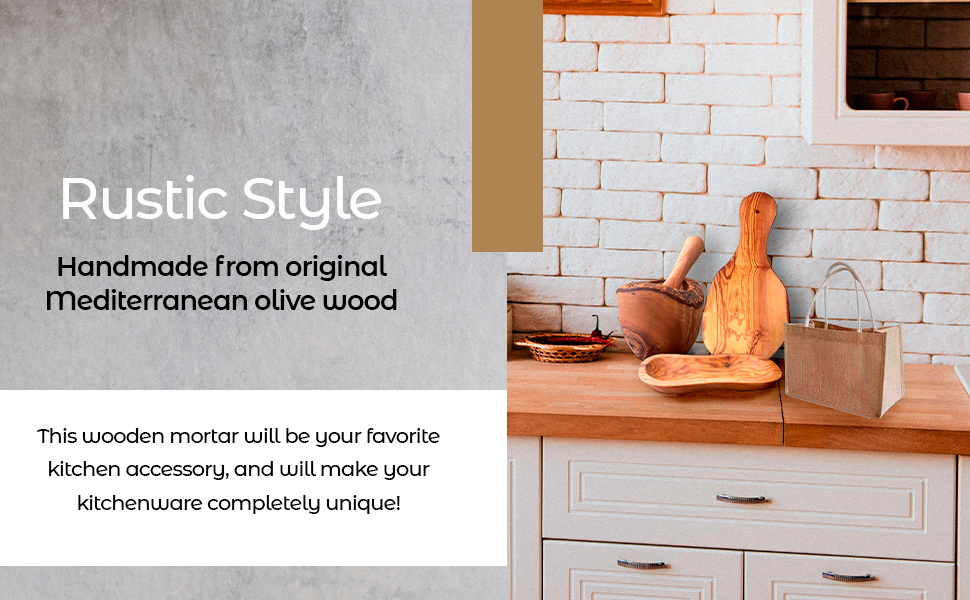 Japanese Olive Wood Rustic Mortar and Pestle
