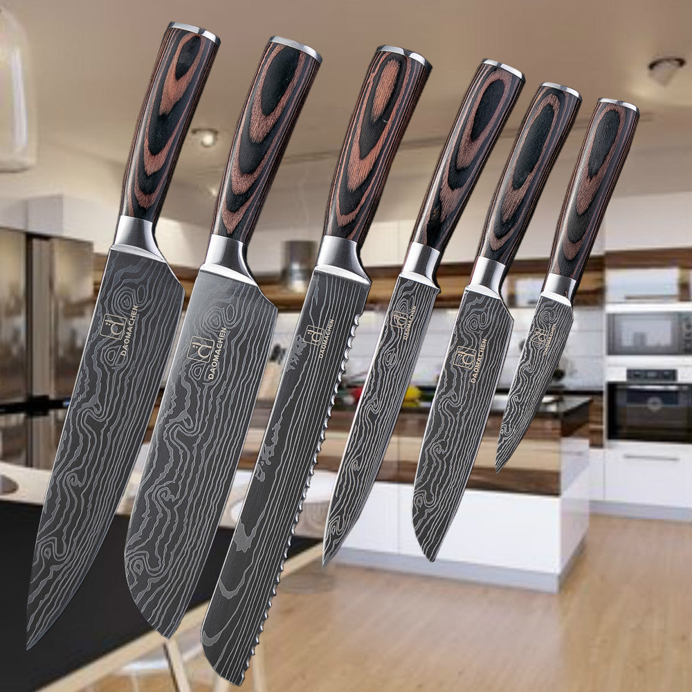 Japanese Damascus Style Kitchen Knife Set