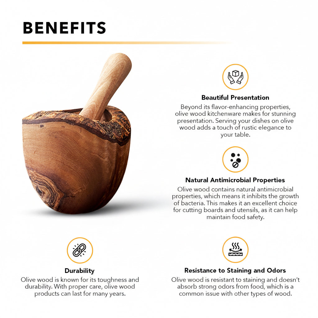 Japanese Olive Wood Rustic Mortar and Pestle
